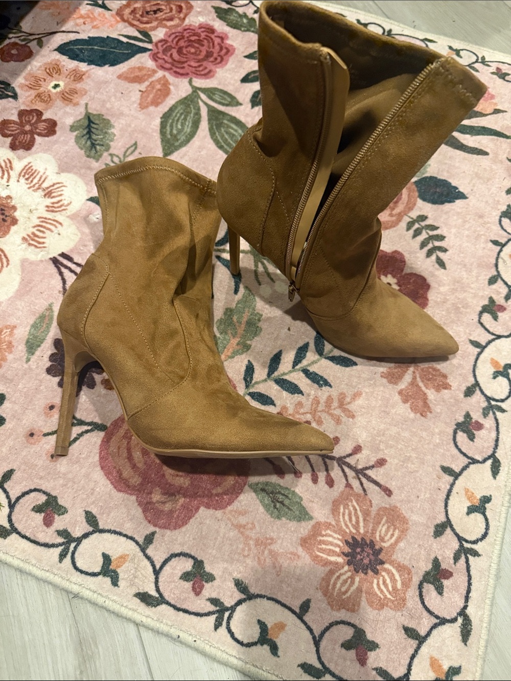 Express Tan Pointed Stiletto Ankle Boots
